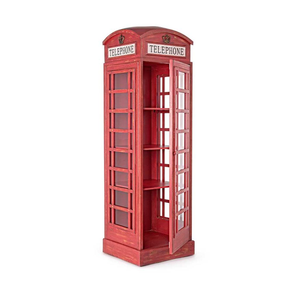 TELEPHONE piros telefonfülke vitrines könyvszekrény 180 cm