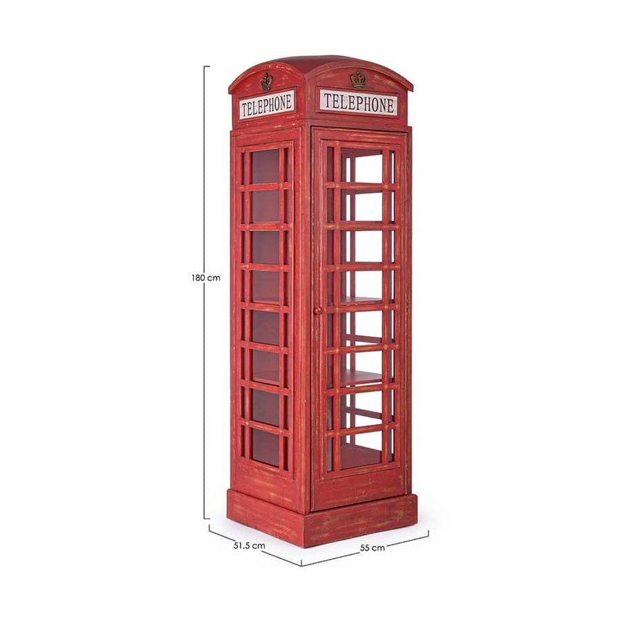 TELEPHONE piros telefonfülke vitrines könyvszekrény 180 cm