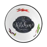Fekete szegélyű fehér porcelán tálka, vintage kitchen felirattal a kitchen basics kollekcióból