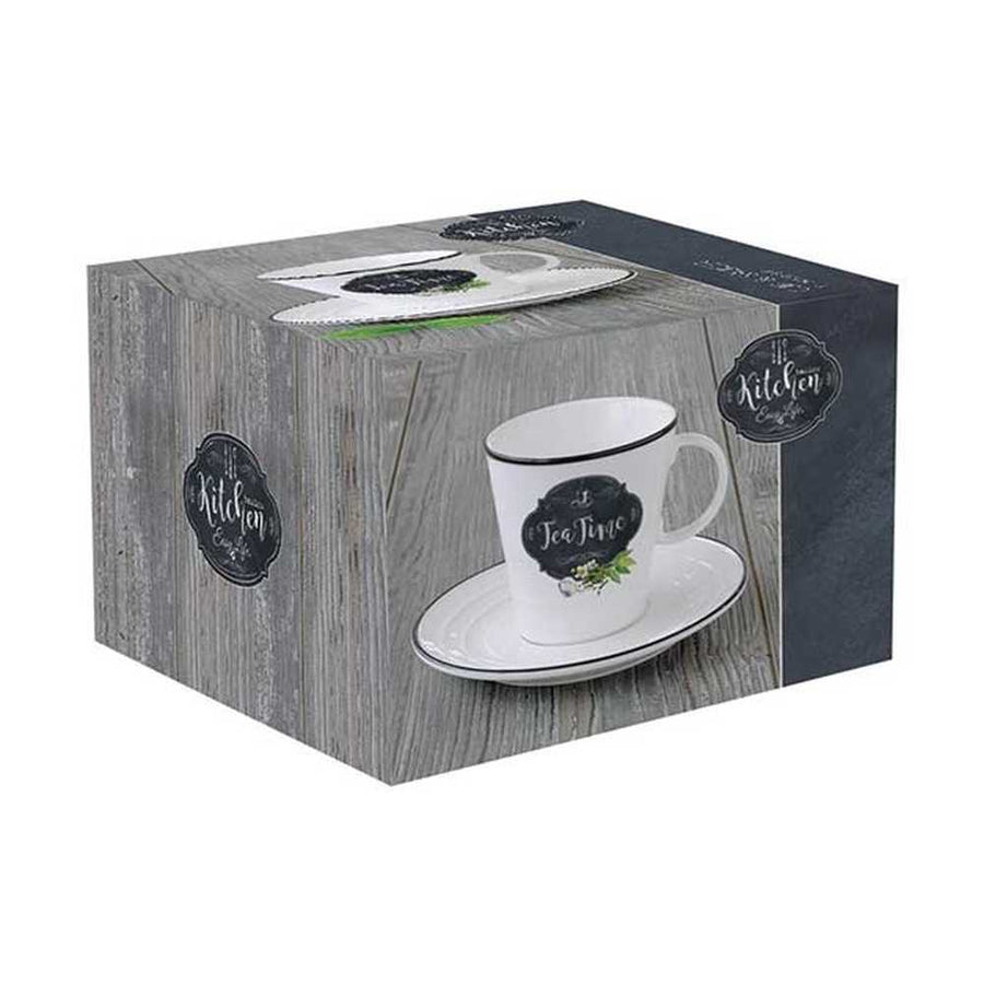 Fehér porcelán teáscsésze szürke szín díszdoboza