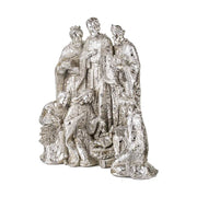 Prémium kategória, exkluzív megjelelésű, 40,5 cm magas, ezüst színű karácsonyi betlehem