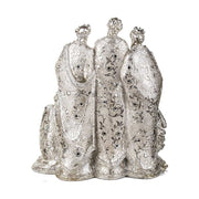 Prémium kategória, exkluzív megjelelésű, 40,5 cm magas, ezüst színű karácsonyi betlehem hátulnézeti képe