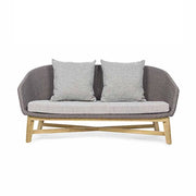 Prémium kategóriás, 2 személyes design kerti kanapé szürke színű párnákkal