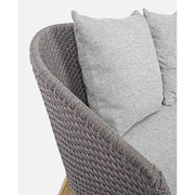 Prémium kategóriás, 2 személyes design kerti kanapé szürke színű párnákkal