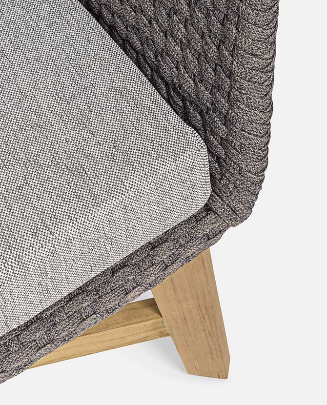 Prémium kategóriás, 2 személyes design kerti kanapé szürke színű párnákkal