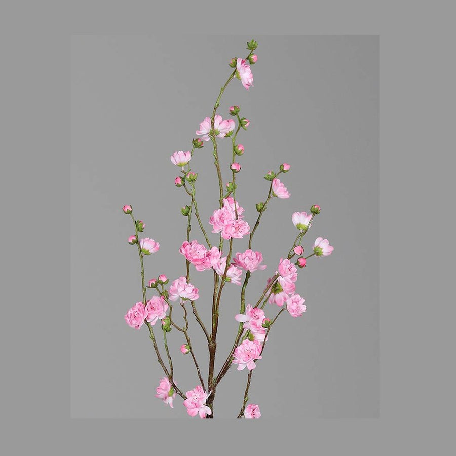103 cm magas, élethű, rózsaszín színű virágzó mű cseresznyefa ág 