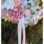 Exkluzív, prémium minőségű, élethű mesterséges művirágokból készült, nagyméretű ajtókopogtató koszorú 