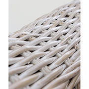 Prémium kategóriás, mediterrán stílusú 3 személyes rattan kanapé tört fehér párnákkal