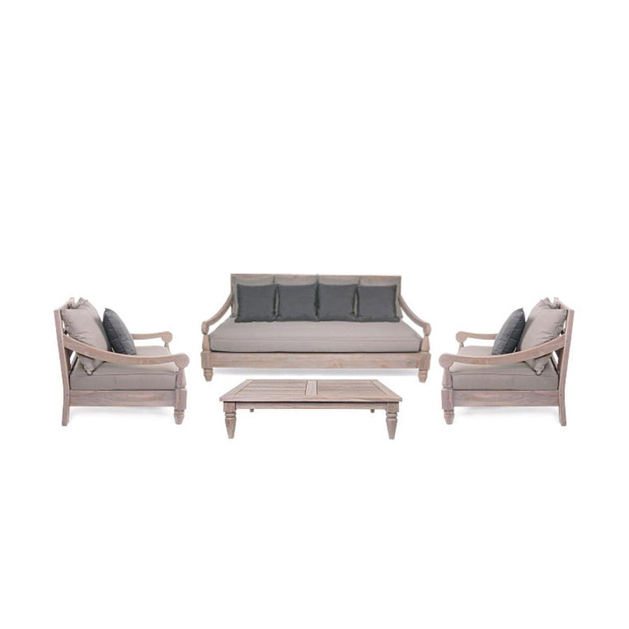 Négyrészes prémium homokfúvott teakfa kerti garnitúra "Bali"