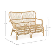 Skandináv és mediterrán stílusú, natúr színű valódi rattanból készült,, 2 személyes Clarita kerti kanapé.