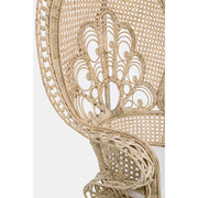 Valódi rattanból készült, natúr színű kézműves páva fotel, ekrü színű ülőpárnával.