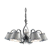 Mázas kerámiából és fémből készült, 5 karú kézműves csillár.