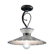 Mázas kerámiából és fémből készült, kézműves mennyezeti lámpa.