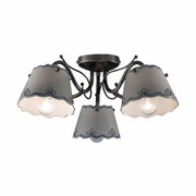 Mázas kerámiából és fémből készült, kézműves mennyezeti lámpa.