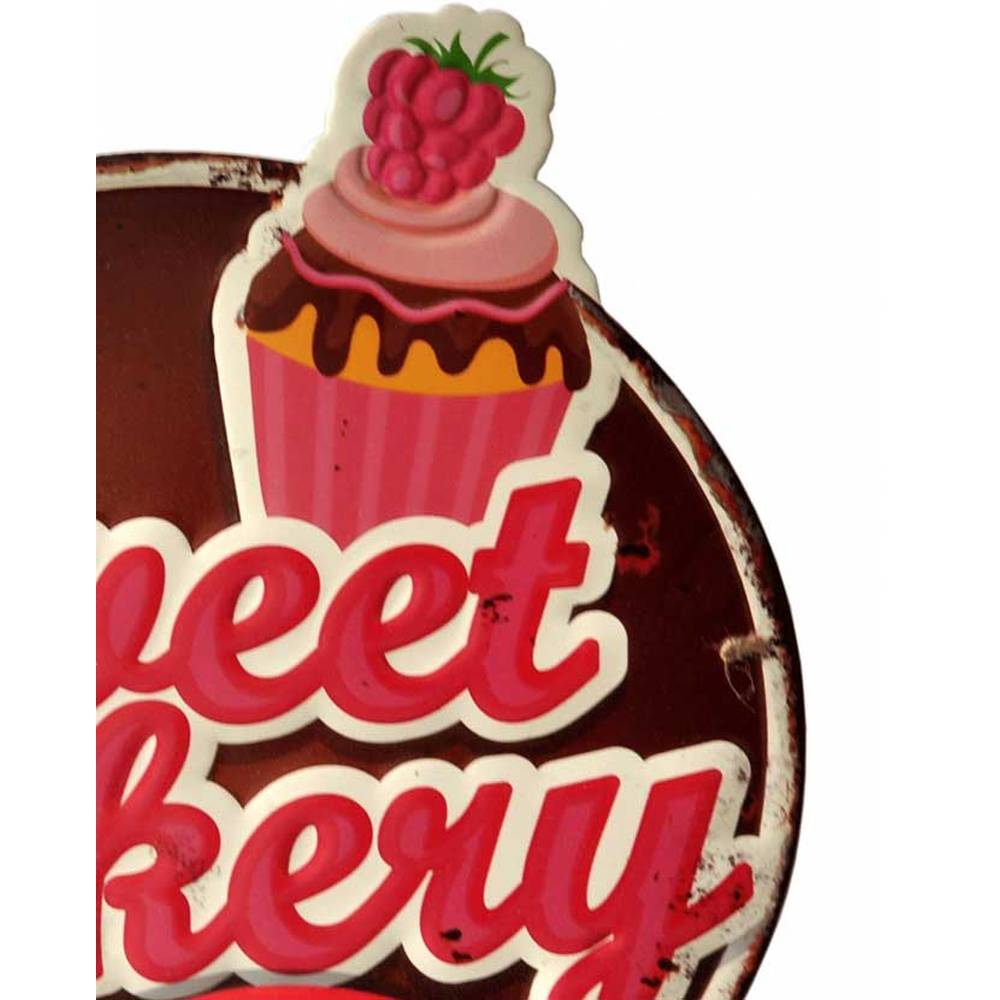 Retro stílusú, dombornyomott fém reklámtábla, Sweet Bakery felirattal
