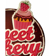 Retro stílusú, dombornyomott fém reklámtábla, Sweet Bakery felirattal