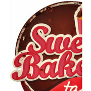 Retro stílusú, dombornyomott fém reklámtábla, Sweet Bakery felirattal
