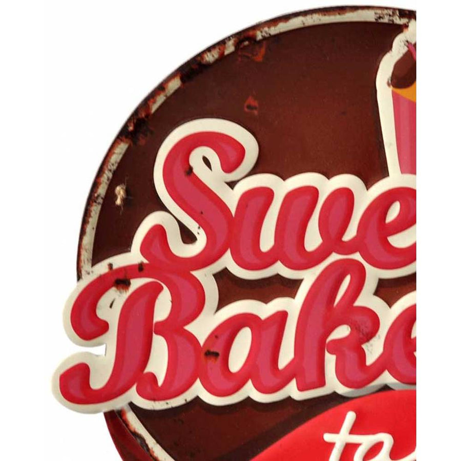 Retro stílusú, dombornyomott fém reklámtábla, Sweet Bakery felirattal