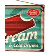 Retro stílusú, hullámlemezes fém reklámtábla, Ice Cream felirattal