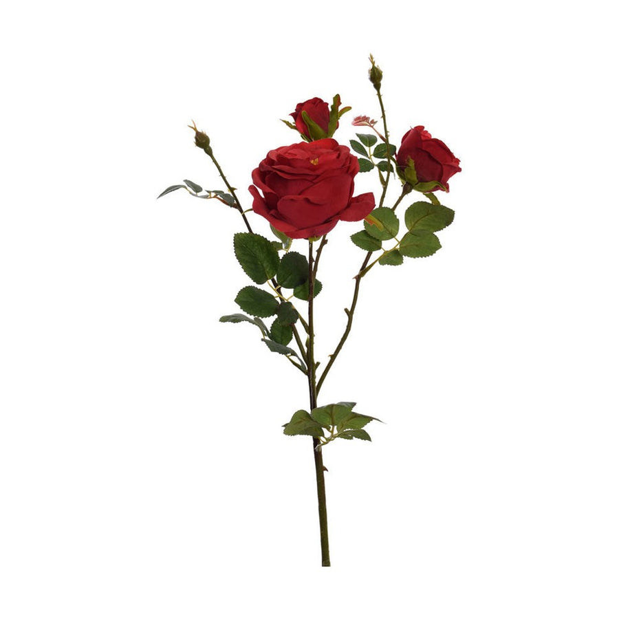 Vintage stílusú, bordó színű, mesterséges mű rózsa ág.