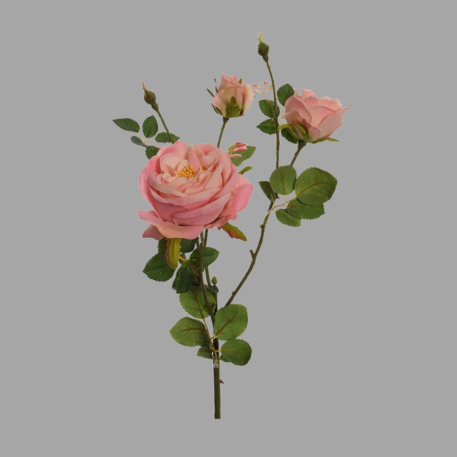 Vintage stílusú, fáradt rózsaszín színű, mesterséges mű rózsa ág.