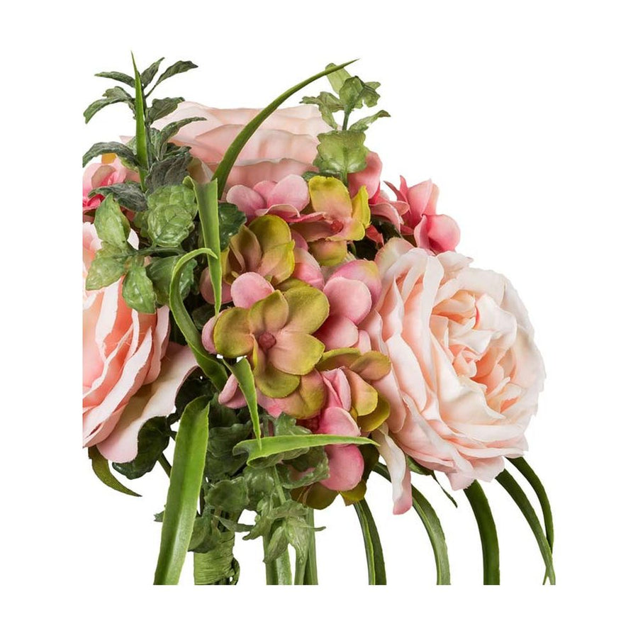 Rózsaszín színű, mesterséges művirág rózsacsokor hortenziával