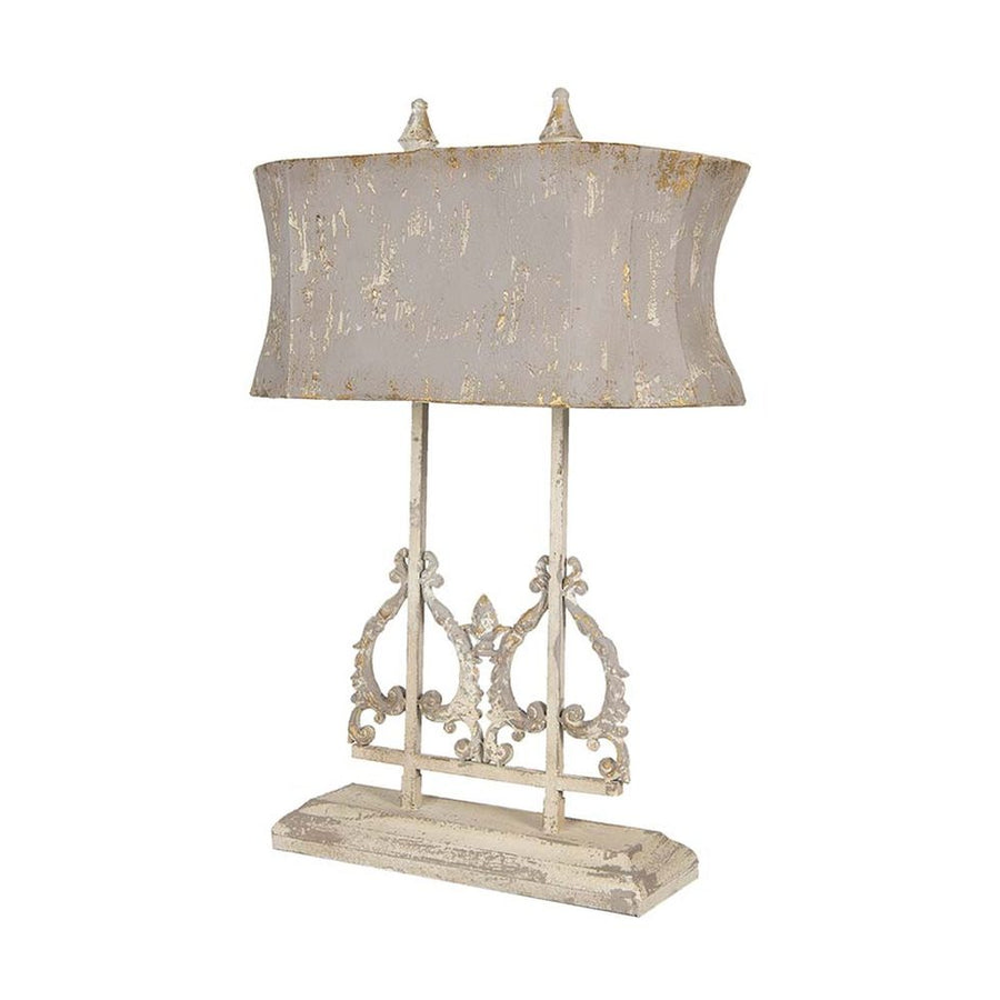 Prémium kategóriás, Shabby Chic stílusú, nagyméretű 74 cm magas, patinás asztali lámpa