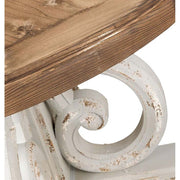 Prémium kategóriás, fenyőfából készül, 120 cm átmérőjű, provanszi stílusú díszes lábú étkezőasztal