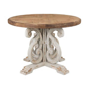 Prémium kategóriás, fenyőfából készül, 120 cm átmérőjű, provanszi stílusú díszes lábú étkezőasztal