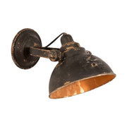 Ipari formavilágú, Shabby Chic stílusú, 30 cm hosszú, antik fekete színű, patinás felületű, falilámpa