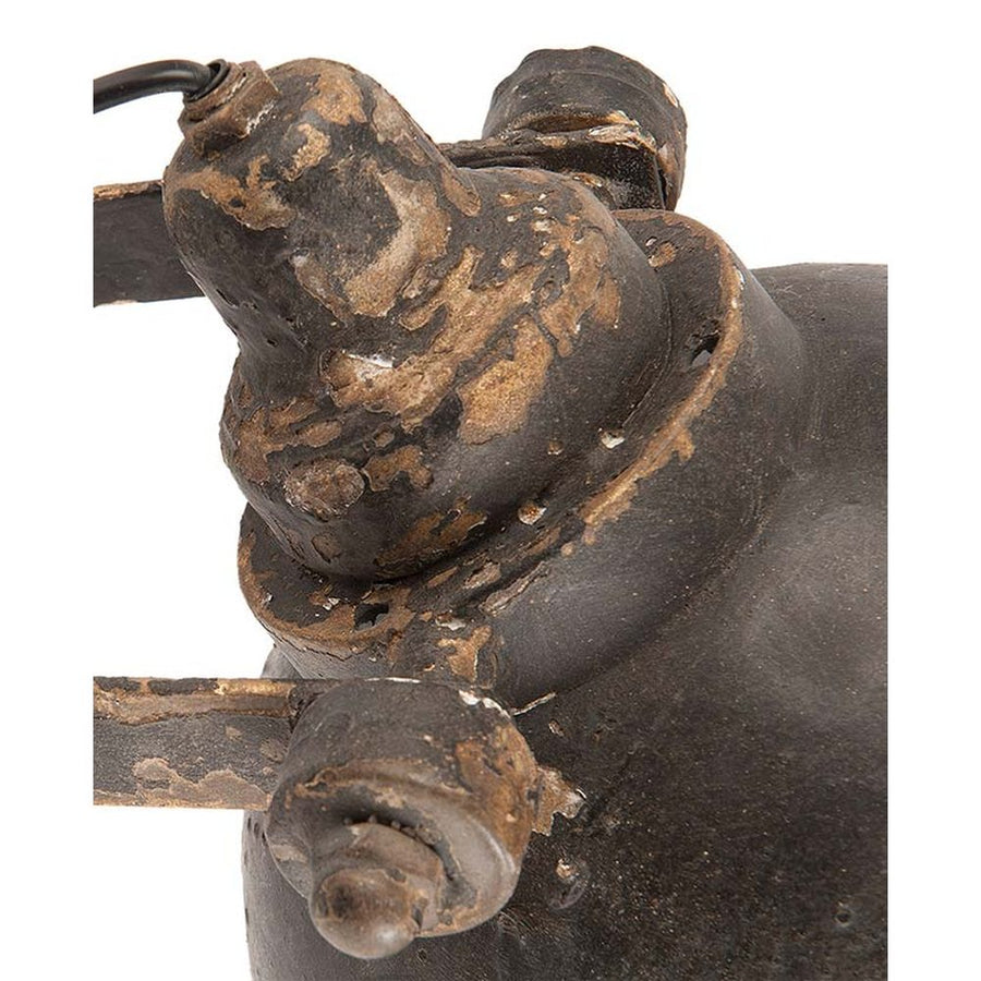 Ipari formavilágú, Shabby Chic stílusú, 30 cm hosszú, antik fekete színű, patinás felületű, falilámpa