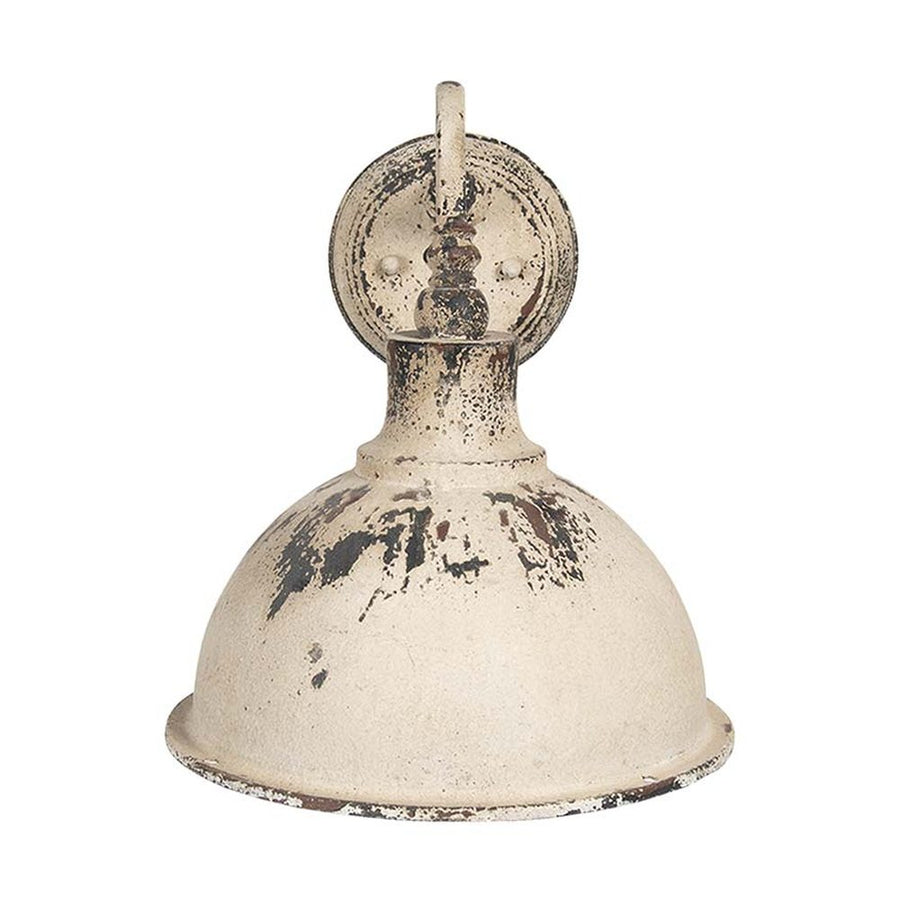 Ipari formavilágú, Shabby Chic stílusú, 43 cm hosszú, krém színű, antikolt felületű, falilámpa