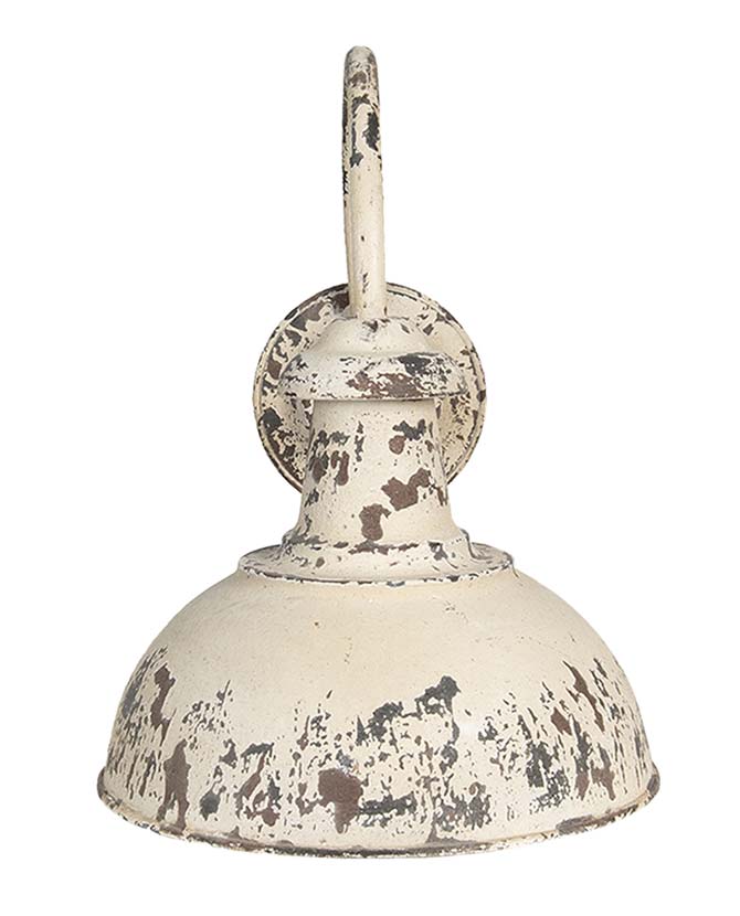 Ipari formavilágú, Shabby Chic stílusú, 47 cm hosszú, krém színű, antikolt felületű, falilámpa