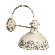 Ipari formavilágú, Shabby Chic stílusú, 47 cm hosszú, krém színű, antikolt felületű, falilámpa