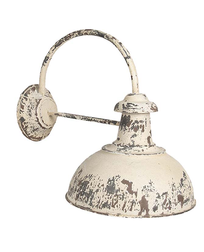 Ipari formavilágú, Shabby Chic stílusú, 47 cm hosszú, krém színű, antikolt felületű, falilámpa
