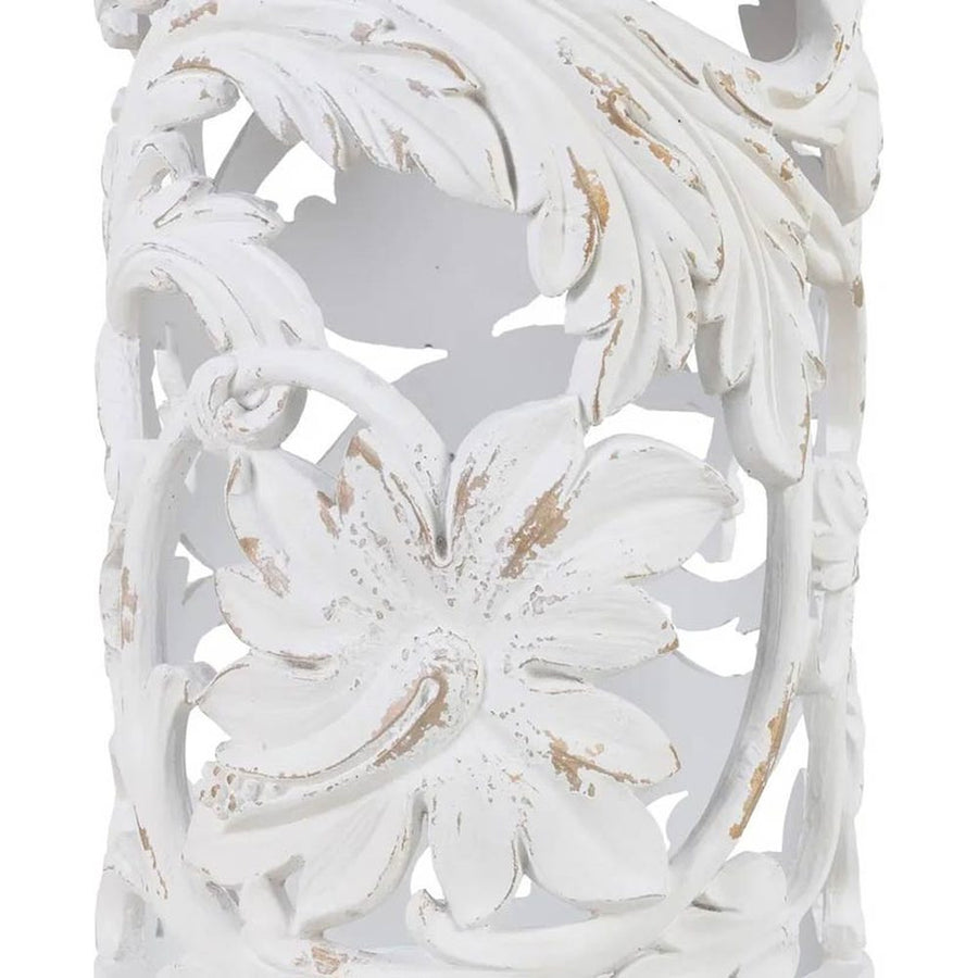 Shabby Chic stílusú, kör alakú, kézműves fenyőfa kisasztal