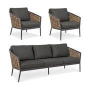 Sötétszürke színű kerti ülőgarnitúra.