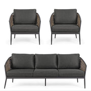 Sötétszürke színű kerti ülőgarnitúra.