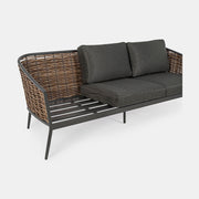 Sötétszürke színű kerti ülőgarnitúra.