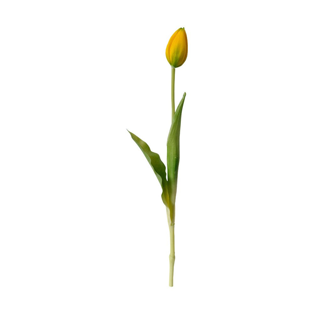 Élethű megjelenésű, sárga színű bimbós tulipán művirág