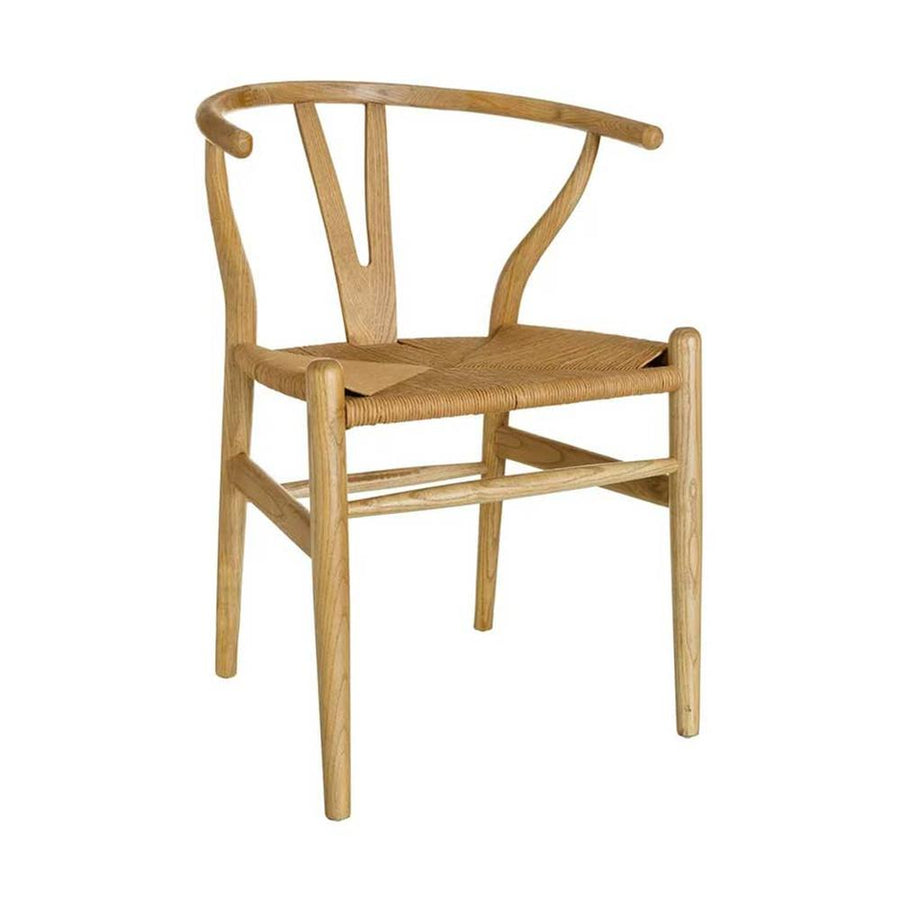 Vintage stílusú, szilfából készült, natúr színű rattan ülőfelülettel rendelkező, formatervezett kézműves karosszék