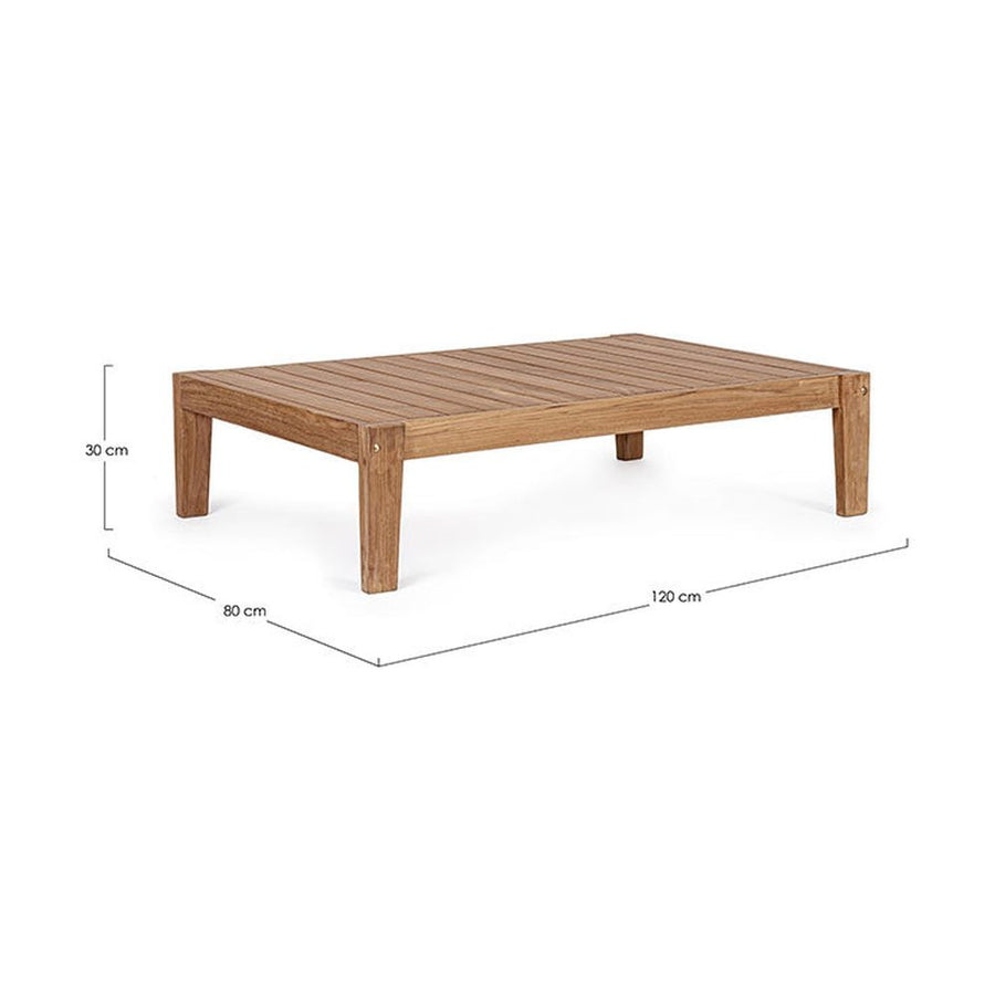 Prémium kategóriás, kortárs keleti stílusú, 120 cm hosszú és 80 cm széles teakfa kerti asztal