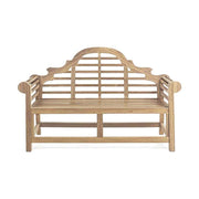 Angol vidéki stílusú, natúr színű teakfából készült kerti pad.