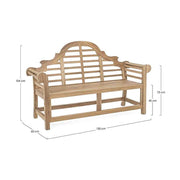 Angol vidéki stílusú, natúr színű teakfából készült kerti pad. 