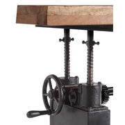 Állítható magasságú, 220 cm hosszú, ipari öntöttvas lábakon álló, újrahasznosított fából készült loft stílusú étkezőasztal 