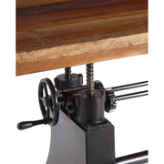 Állítható magasságú, 220 cm hosszú, ipari öntöttvas lábakon álló, újrahasznosított fából készült loft stílusú étkezőasztal 