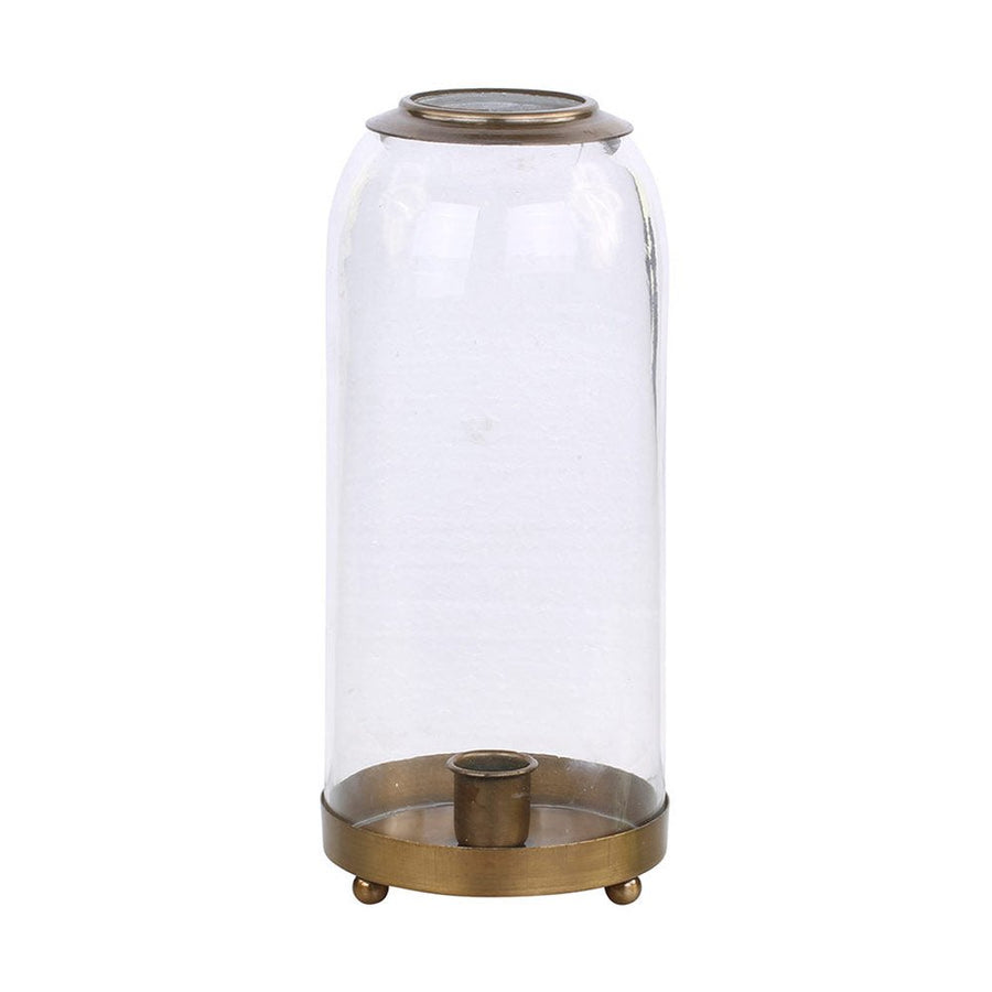 Loft stílusú, uvegbúrás, antik réz színű fém gyertyatartó a thomas kollekcióból