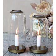 Loft stílusú, uvegbúrás, antik réz színű fém gyertyatartó a thomas kollekcióból