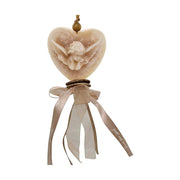 Vintage stílusú, vanília illatú kézműves illatfüzér, angyal figurás szív formájú krémviasszal.