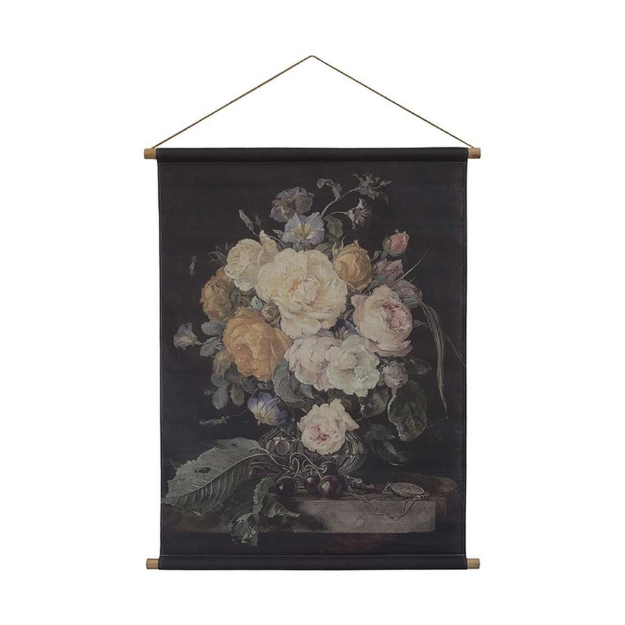 Nagyméretű, 97 cm magas vintage stílusú virágcsendélet vászonprinten